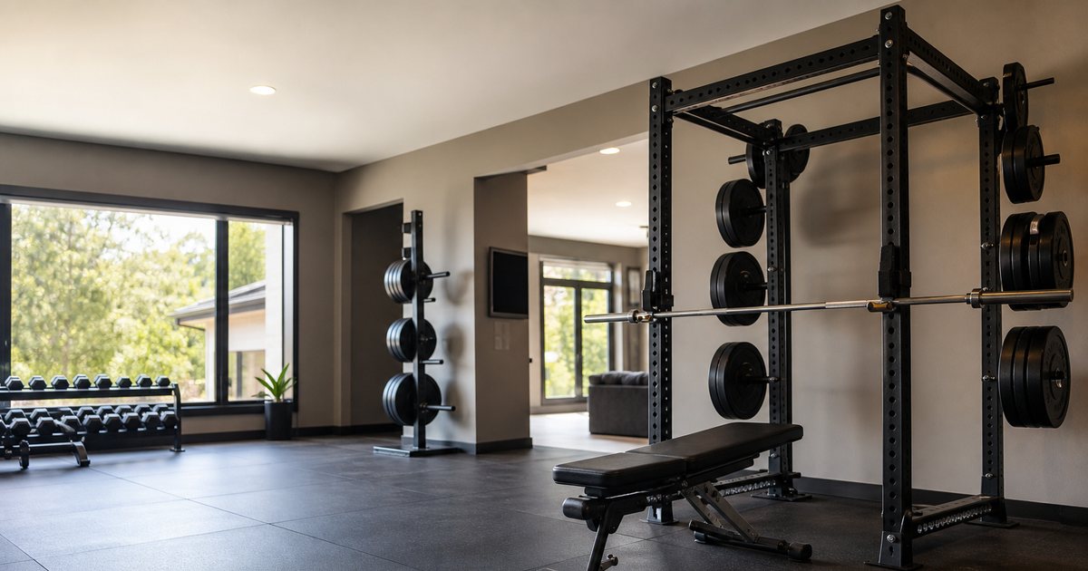 How much floor space does a complete luxury home gym require?